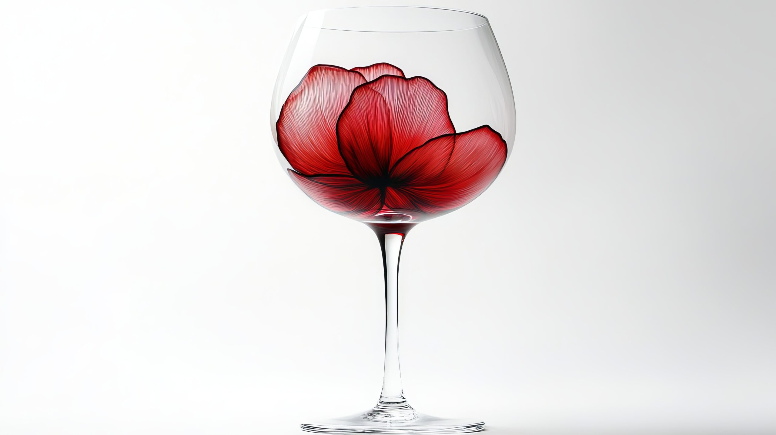 Red flower in wine glass still life photography art print home decor kitchen art floral design modern art