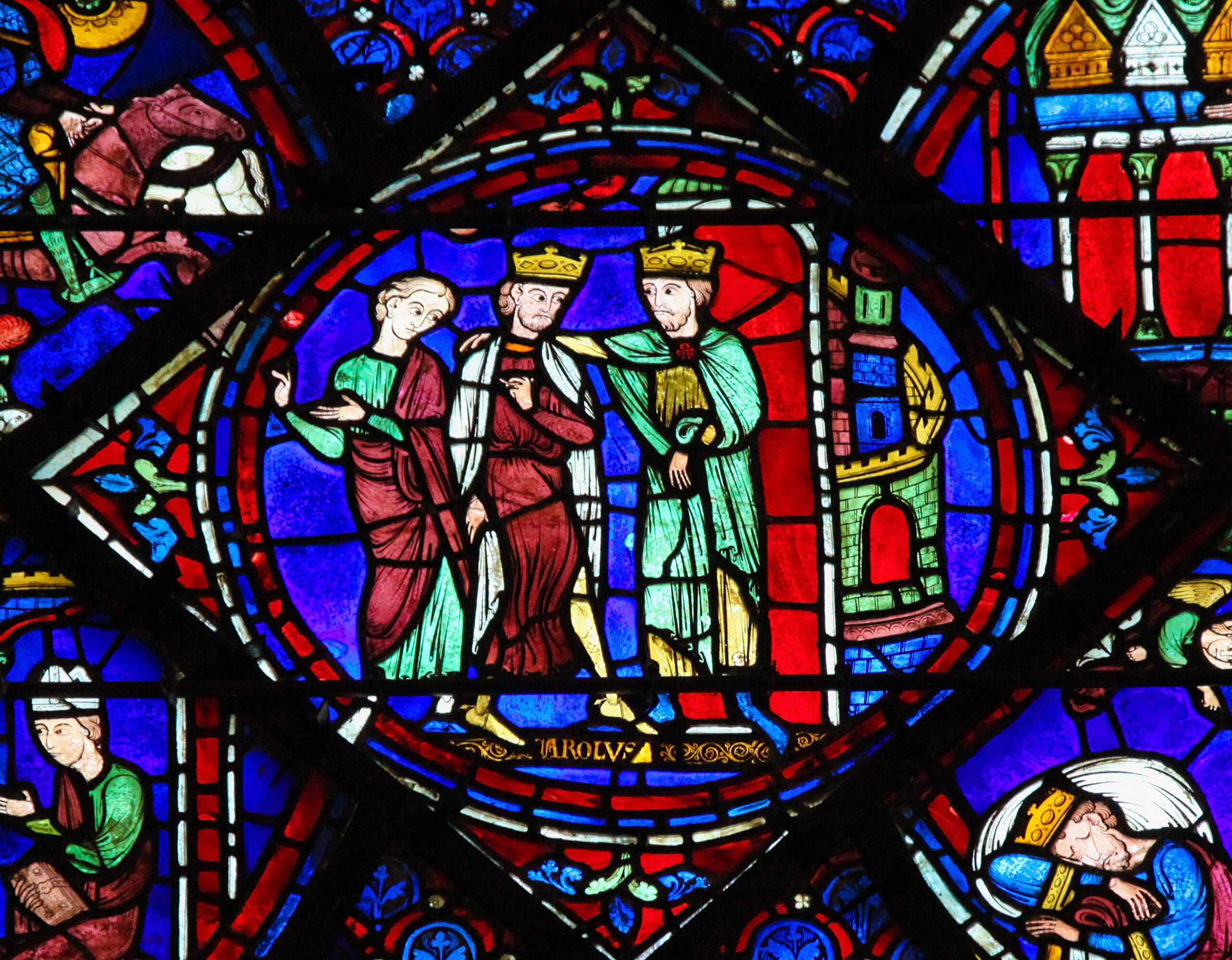 Stained Glass of Charlemagne at Chartres Cathedral