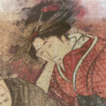 絹本拡大写真（金箔紙は除いています。バックはグリーンです。）